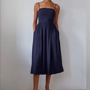 Aritzia Babaton Noel Midi Dress Navy